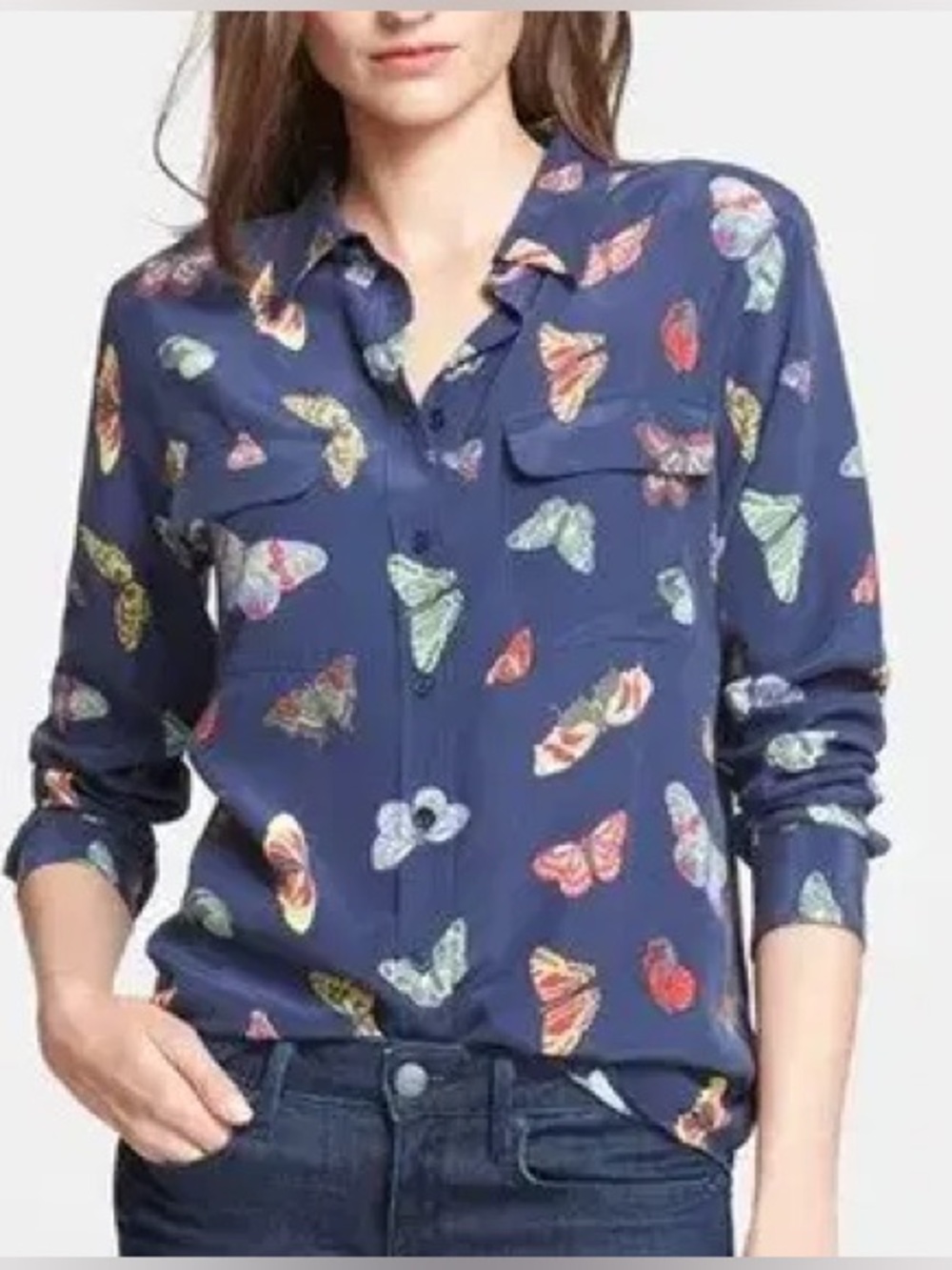 Equipment Silk Butterfly Blouse Size L